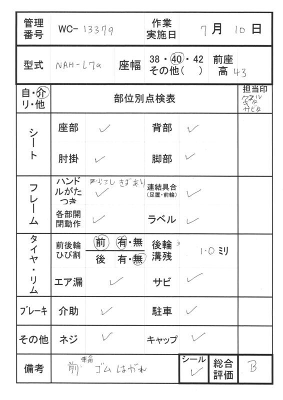 【Bランク 中古 車椅子】日進医療器 介助式車椅子 NAH-L7α Aパッケ