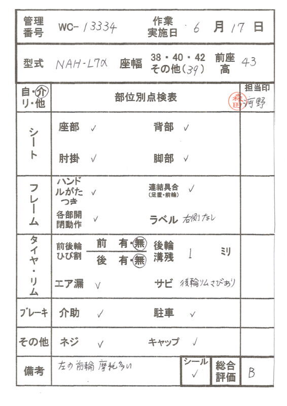 【Bランク 中古 車椅子】日進医療器 介助式車椅子 NAH-L7α Aパッケ