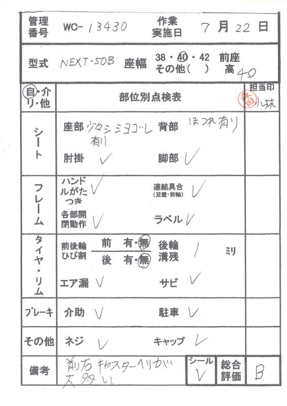 【Bランク 中古 車椅子】松永製作所 自走式車椅子 ネクストコア ミニ