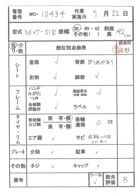 【Bランク 中古 車椅子】松永製作所 自走式車椅子 ネクストコア・ア