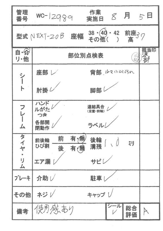 【Aランク 中古 車椅子】松永製作所 介助式車椅子 ネクストコア プチ