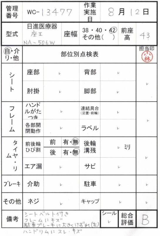【Bランク 中古 車椅子】日進医療器 自走式車椅子 座王 NA-506W (室