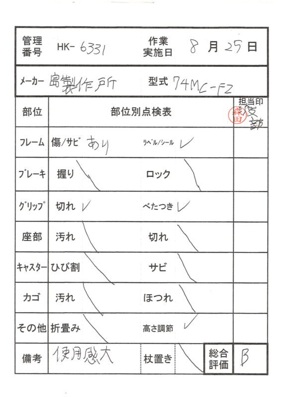 【Bランク 中古 杖】島製作所 カーボン四点可動式スモールタイプ（か