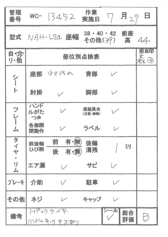 【Bランク 中古 車椅子】日進医療器 介助式車椅子 NAH-L7α Aパッケ