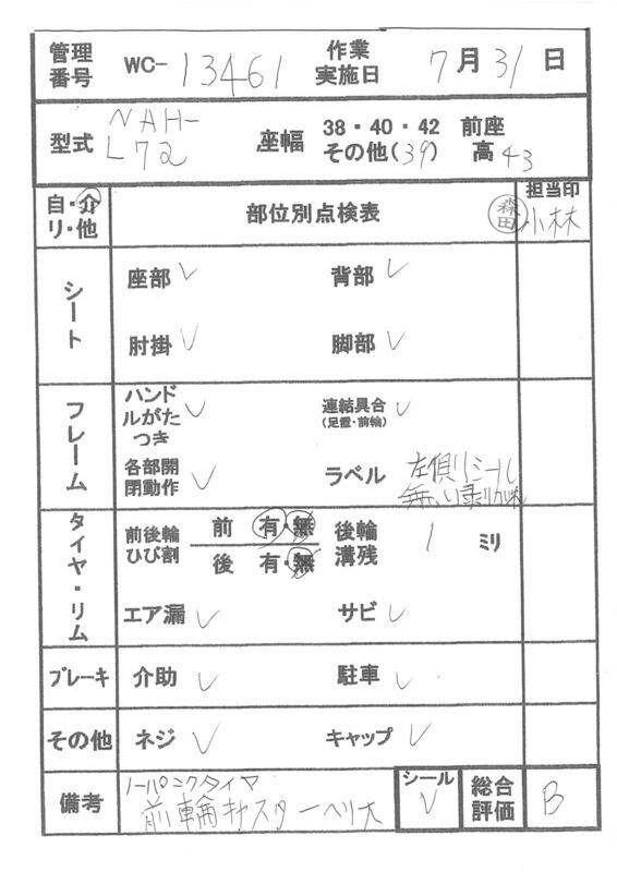 【Bランク 中古 車椅子】日進医療器 介助式車椅子 NAH-L7α Aパッケ