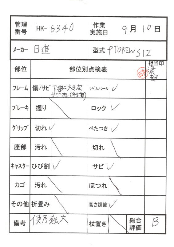 【Bランク 中古 歩行器】日進医療器 トレウォークスリム (HK-6340)