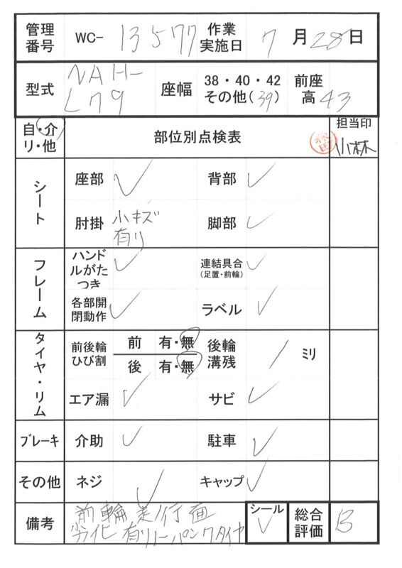 【Bランク 中古 車椅子】日進医療器 介助式車椅子 NAH-L7α Aパッケ