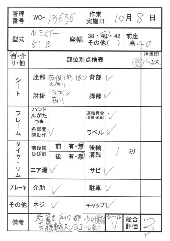 【Bランク 中古 車椅子】松永製作所 自走式車椅子 ネクストコア・ア