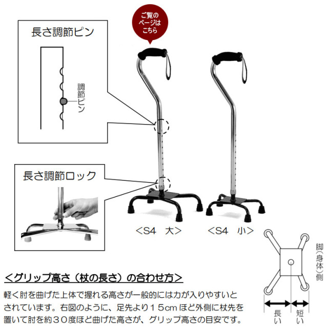 【杖 中古 Aランク】カワムラサイクル 低重心4点支持杖 S4 大 (HKKA2