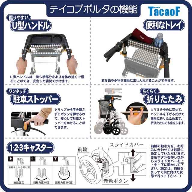 歩行器・杖「テイコブポルタ」（幸和製作所／STU-02／四輪歩行器／A