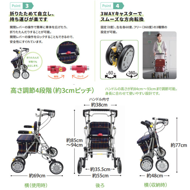 中古 歩行器「シンフォニーラクーン」（島製作所／四輪歩行器／Aランク）[HKSI109-A]