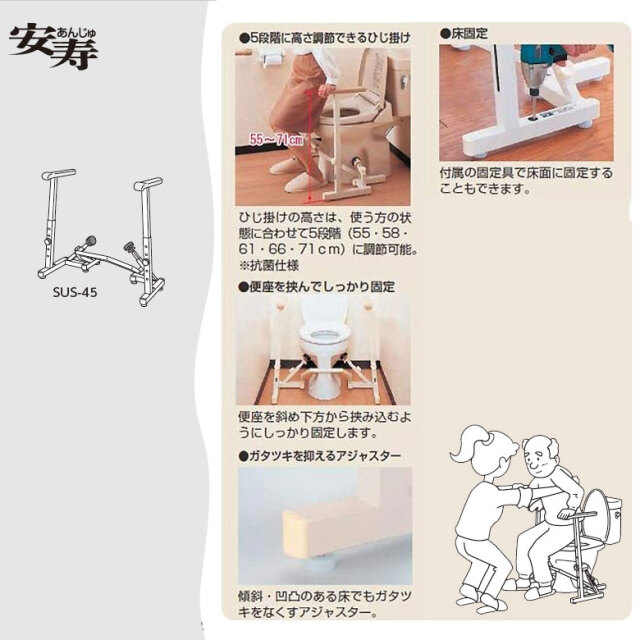 手すり「洋式トイレ用フレーム」（アロン化成／SUS-45／トイレ