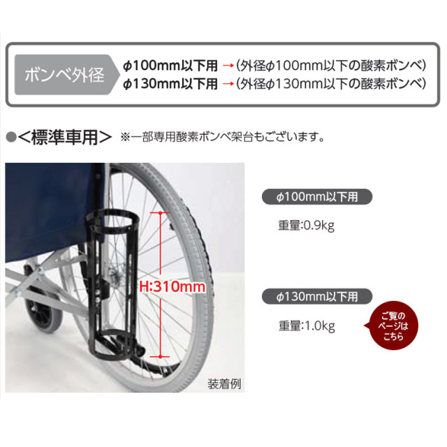 【中古 車いす部品 Aランク】カワムラサイクル 酸素ボンベ架台 スタ