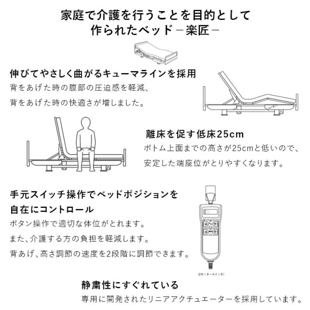 電動ベッド「楽匠」（パラマウントベッド／KQ-82040／木目／2モーター