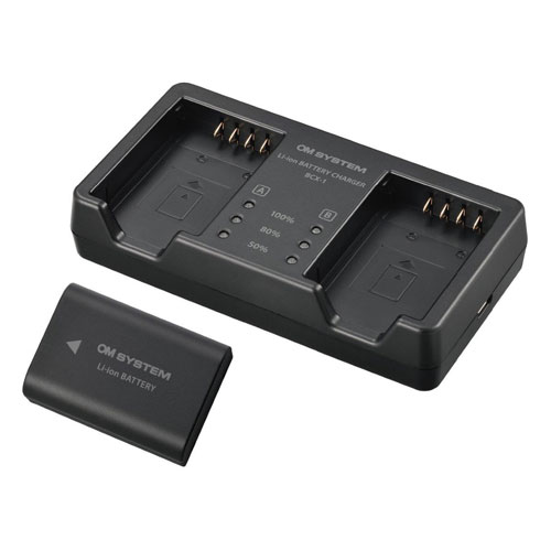 【新品】OM SYSTEM リチウムイオン充電池 充電器セット SBCX-1【メーカー取寄せ品】