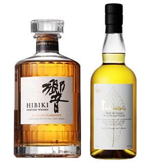 ＜2本セット品＞響ジャパニーズハーモニー（箱無し）（43度/700ml）+ イチローズモルト＆グレーン・ホワイトラベル_箱無し（46度/700ml）※おひとり様1セットまで¶