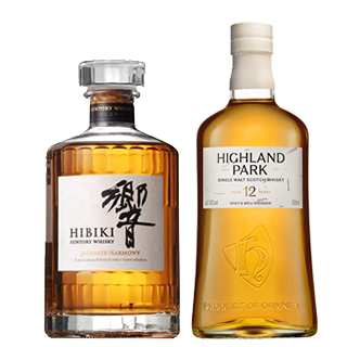 ＜2本セット品＞響ジャパニーズハーモニー（箱無し）（43度/700ml）+ ハイランドパーク12年（40度/700ml）※おひとり様1セットまで¶
