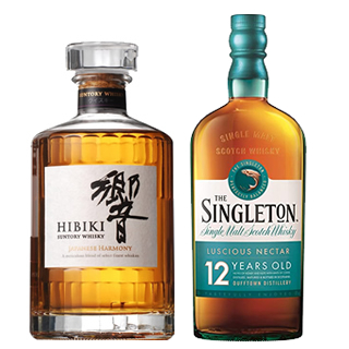 ＜2本セット品＞響ジャパニーズハーモニー（箱無し）（43度/700ml）+ シングルトン・ダフタウン12年（40度/700ml）　※おひとり様2セットまで¶