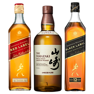 ＜3本セット品＞シングルモルト山崎_箱無し（43度/700ml） + ジョニーウォーカー・黒ラベル12年（40度/700ml）+　ジョニーウォーカー・赤ラベル（40度/700ml）※おひとり様2セットまで¶