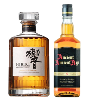 ＜2本セット品＞響ジャパニーズハーモニー（箱無し）（43度/700ml）+ エンシェントエイジ3A８スター_箱無し・新ラベル（43度/700ml）※おひとり様1セットまで¶