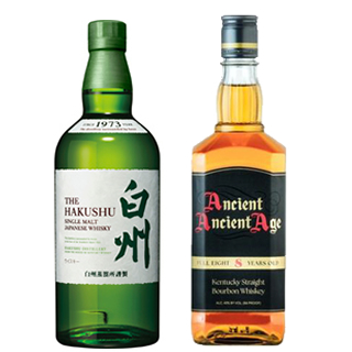 ＜2本セット品＞シングルモルト白州_箱無し（43度/700ml） + エンシェントエイジ3A８スター_箱無し・新ラベル（43度/700ml）※おひとり様1セットまで¶