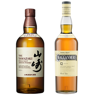＜2本セット品＞シングルモルト山崎_箱無し（43度/700ml） + クラガンモア12年（40度/700ml）※おひとり様1セットまで¶
