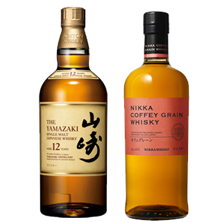 ＜2本セット品＞山崎12年（箱無し）（43度/700ml）+　ニッカ・カフェグレーン（箱無し）（45度/700ml）　おひとり様2セットまで¶