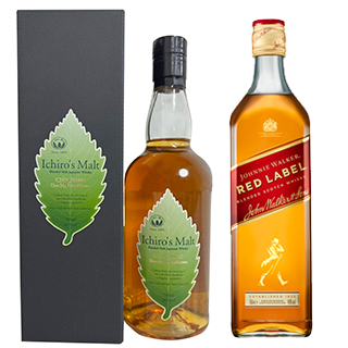 <2本セット品>イチローズモルト 秩父 ダブルディスティラリーズ(緑ラベル)(箱付き)(46度/700ml)+ ジョニーウォーカー赤ラベル(40度/700ml)セット おひとり様1セットまで¶