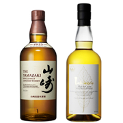 ＜2本セット品＞シングルモルト山崎_箱無し（43度/700ml） + イチローズモルト＆グレーン・ホワイトラベル_箱無し（46度/700ml）※おひとり様1セットまで¶