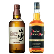 ＜2本セット品＞シングルモルト山崎_箱無し（43度/700ml） + エンシェントエイジ3A８スター_箱無し・新ラベル（43度/700ml）※おひとり様1セットまで¶