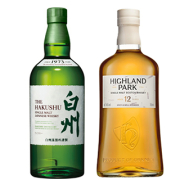 ＜2本セット品＞シングルモルト白州_箱無し（43度/700ml） +　ハイランドパーク12年（正規）（40度/700ml）※おひとり様1セットまで¶