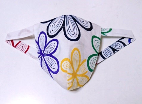 黒猫　お花畑（さらし生地）｜ヴィンテージもの