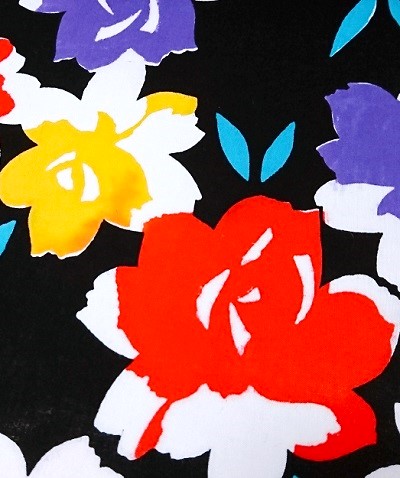 黒猫とバラのアンサンブル柄 【オーダー生地見本】 （黒猫 薔薇（特岡  