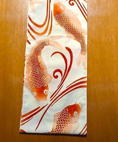 鯉　(シェル) 縁起物　値下げしました！ 六尺23cm幅 赤鯉（特岡生地）｜縁起柄で贈り物に最適