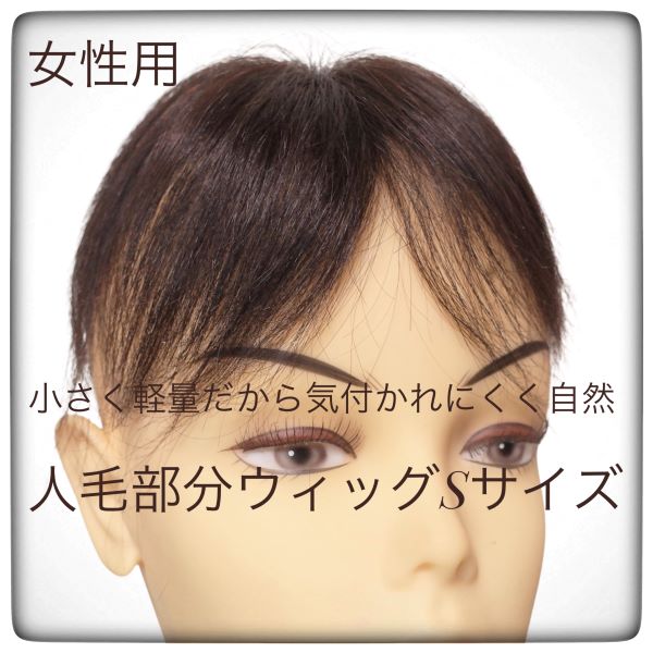 人毛部分ウィッグ 女性用ヘアピース Sサイズ ナチュラルストレート  top-s
