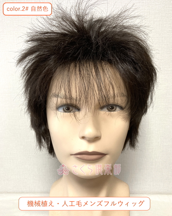 メンズフルウィッグ 男性用 全かつら 人工毛 機械植え製  C-52 人気商品
