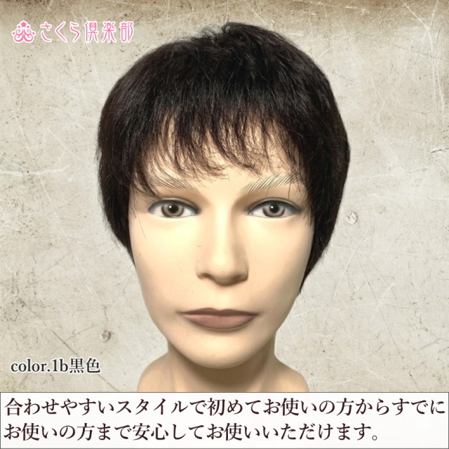 メンズフルウィッグ 男性用 全かつら 人毛100％ 機械植え製 MM015 医療