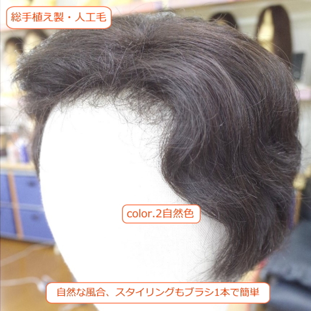 部分ウィッグ8分かつら ミセス・シニア向け 総手植え製ウェーブ