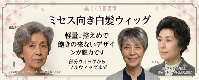 ミセス向け白髪ウィグ