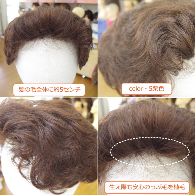 部分ウィッグ8分 かつら ミセス向け・シニア向け 総手植え製ショート 