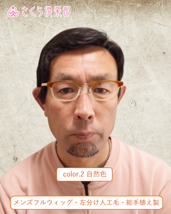 メンズフルウィッグ 男性用 全かつら 人工毛 総手植え製 NA200 左分け