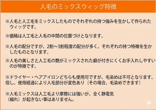 人毛ミックス MIX ウィッグ ショートボブ総手植え製 医療用にも最適 hm12