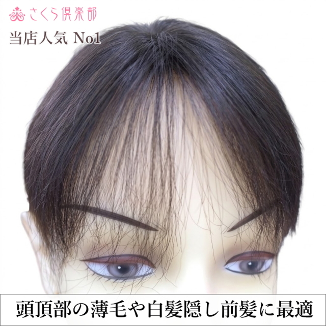 人毛100%女性用部分ウィッグSサイズつむじ・白髪隠しに自然すぎる top-01t｜特殊人工皮膚付