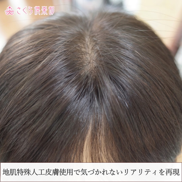 人毛100% 男性用部分ウィッグ Lサイズ（top-07）センター分け地肌付き
