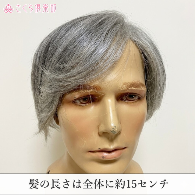 男性用メンズ部分ウィッグ人毛100% 総手植え製 左分け 白髪染め分け L