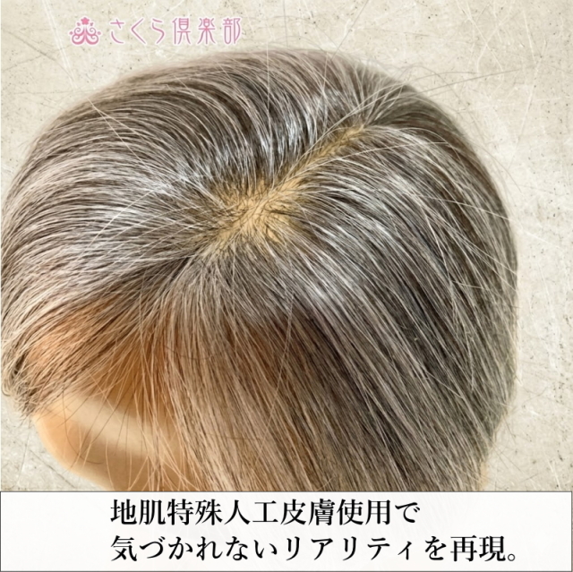 男性用メンズ部分ウィッグ人毛100% 総手植え製 左分け 白髪染め分け L