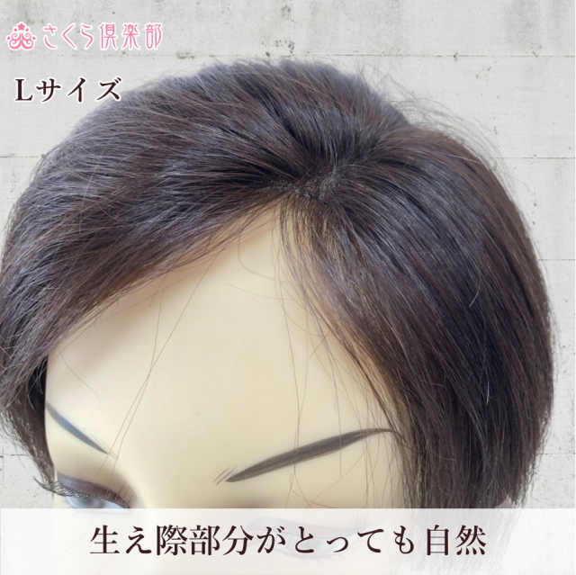 人毛100% 女性用部分ウィッグ Lサイズ（top-104）左分け・特殊人工皮膚
