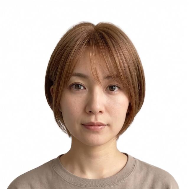 人毛ミックスMIXウィッグ  ワンレンショートボブ総手植え製  hm15