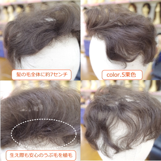 部分ウィッグミセス・シニア向け 穴あきかつら 総手植え製