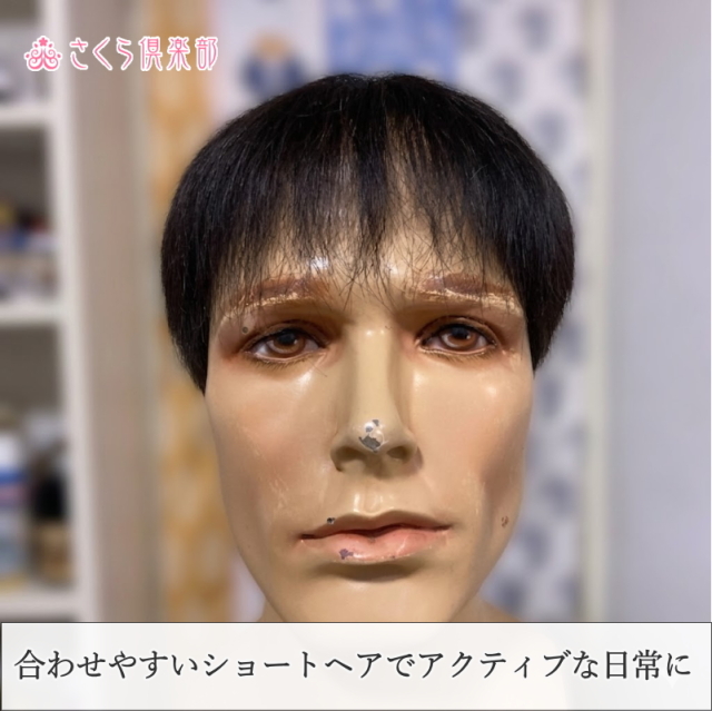 人毛100% 男性用部分ウィッグM. Lサイズ各種（top-300）ショートつむじ付き